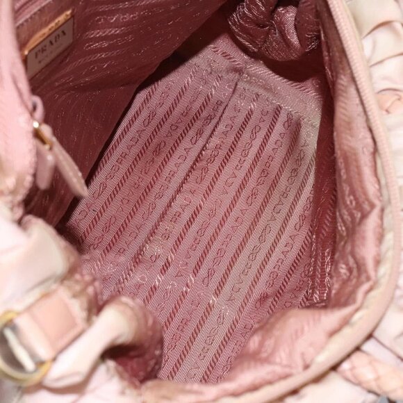 PRADA Hand Bag Nylon Leather 2way Pink Gold Auth EC720 - Picture 12 of 16